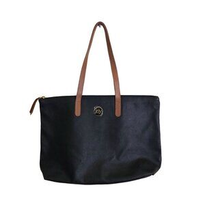 Joy Mangano Black Leather Classic Tote Bag